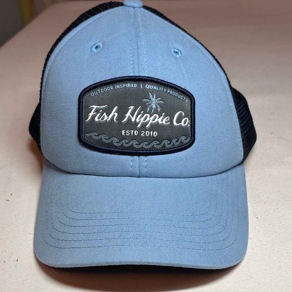 Fish Hippie Blue Cotton/Poly Mesh SnapBack Trucker Hat One Size